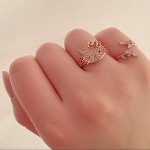 EXCLUSIVE! Rose Gold Hello Kitty Ring with Ruby CZ
